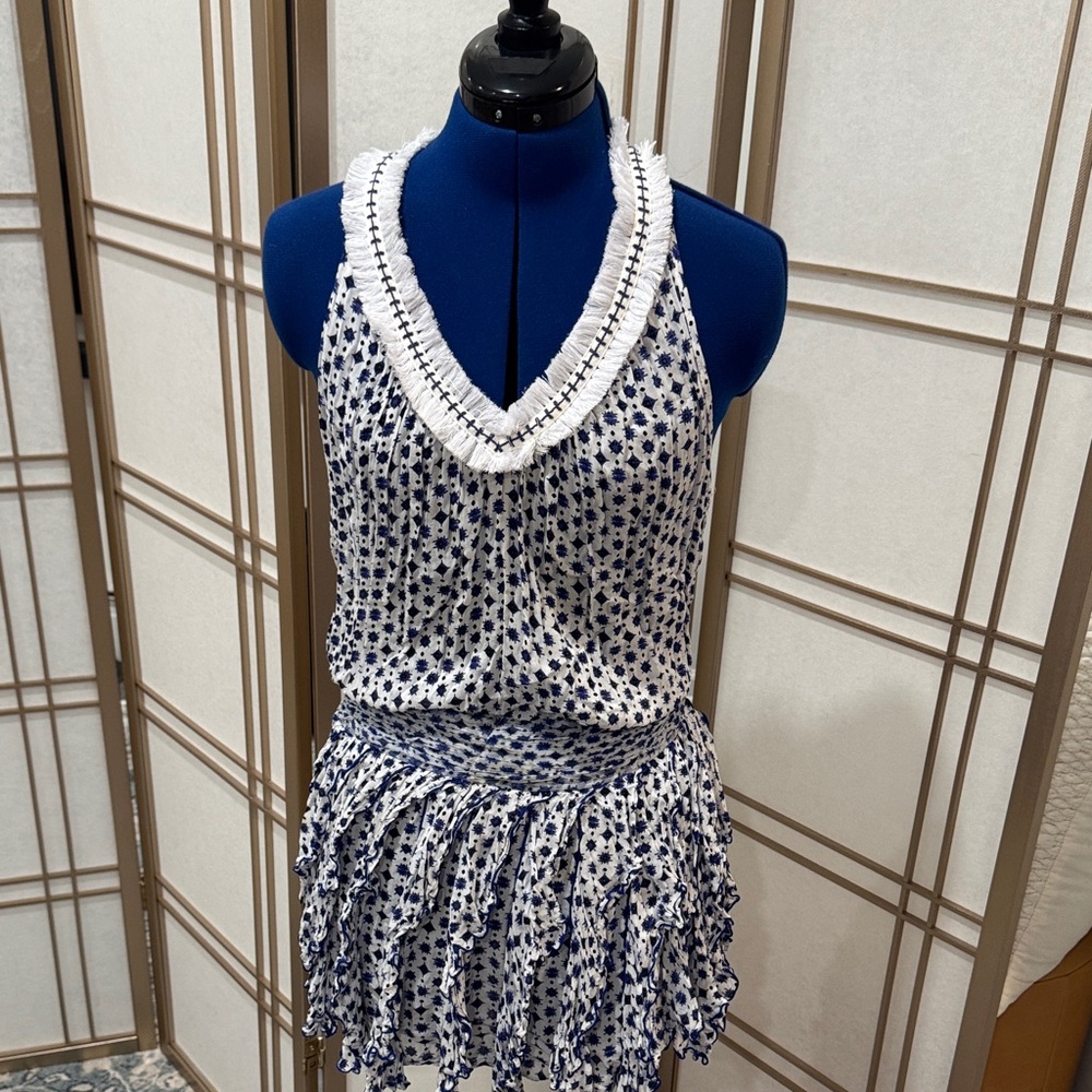Poupette St. Barth Blue and White Mini Dress